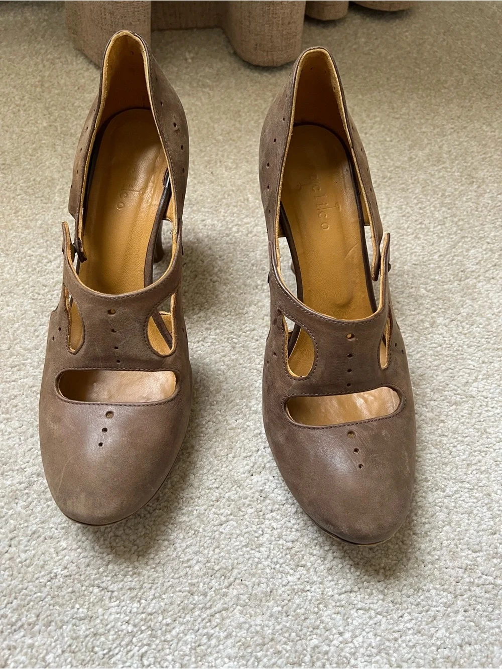 Coclico Cocoa Brown Leather Mary Jane heels